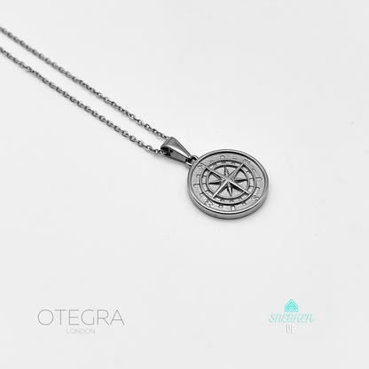 OTEGRA London Silver Compass Pendant Necklace