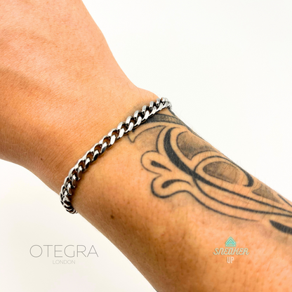 5mm Silver Curb Cuban Bracelet - OTEGRA London