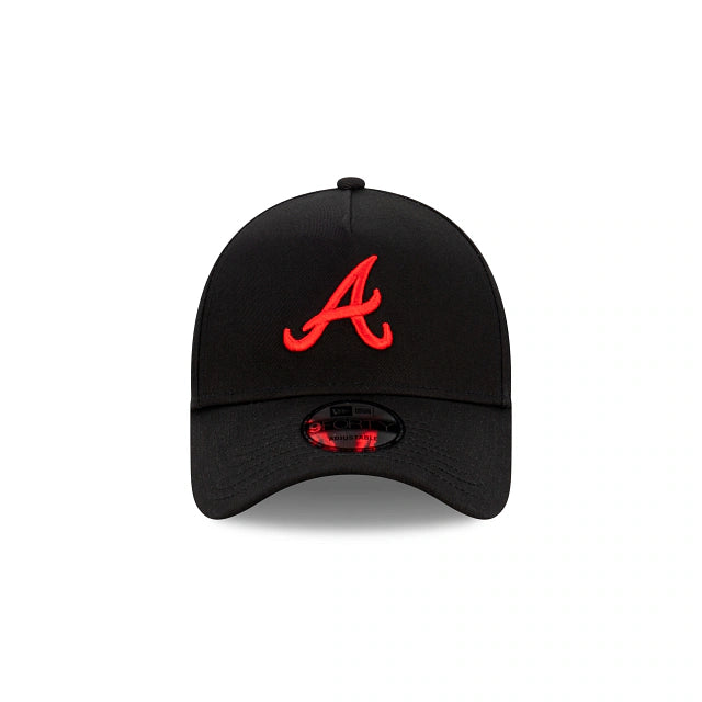 New Era 9FORTY Atlanta Braves Black with Official Team Colours Logo A-Frame Snapback
