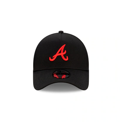 New Era 9FORTY Atlanta Braves Black with Official Team Colours Logo A-Frame Snapback