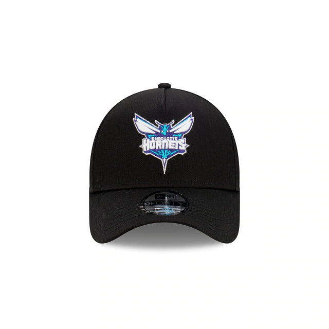 New Era 9FORTY Charlotte Hornets Black with Official Team Colours Logo A-Frame Snapback