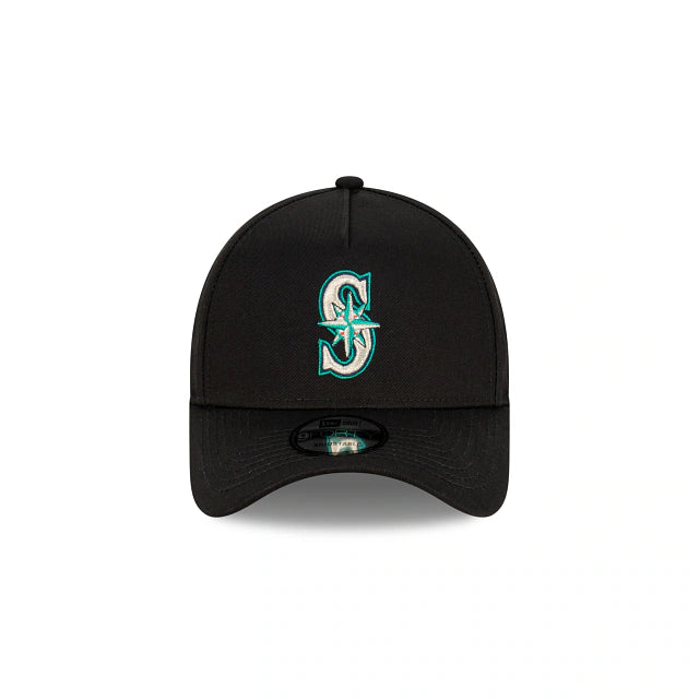 New Era 9FORTY Seattle Mariners Black with Official Team Colours Logo A-Frame Snapback