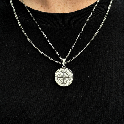 OTEGRA London Silver Compass Pendant Necklace