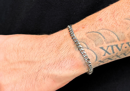 5mm Silver Curb Cuban Bracelet - OTEGRA London