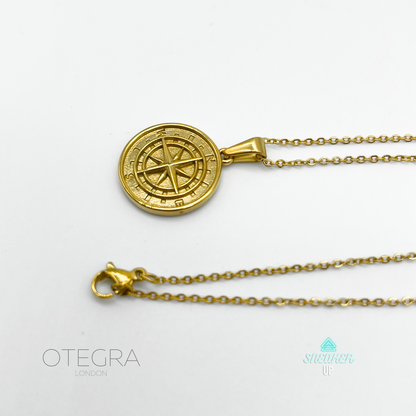 OTEGRA London Gold Compass Pendant Necklace