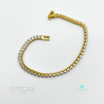 Square Stone Cut Gold Tennis Bracelet