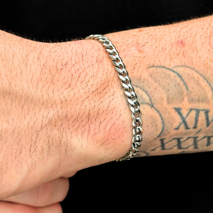 5mm Silver Curb Cuban Bracelet - OTEGRA London