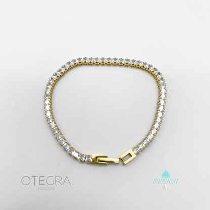 Square Stone Cut Gold Tennis Bracelet