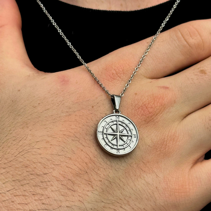 OTEGRA London Silver Compass Pendant Necklace