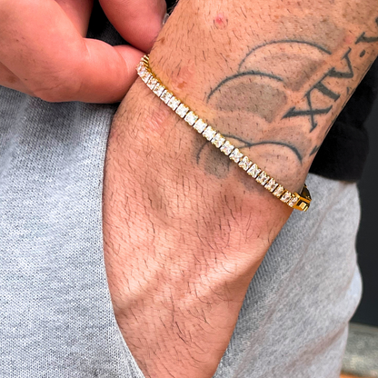 Square Stone Cut Gold Tennis Bracelet