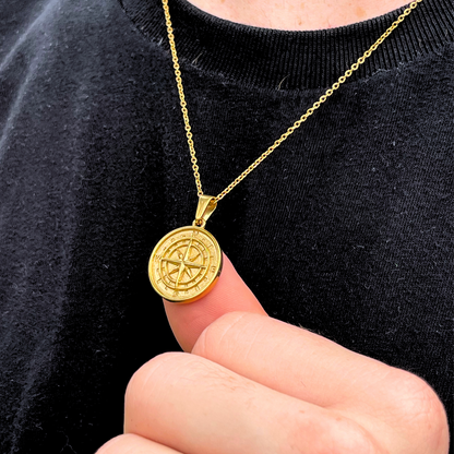 OTEGRA London Gold Compass Pendant Necklace