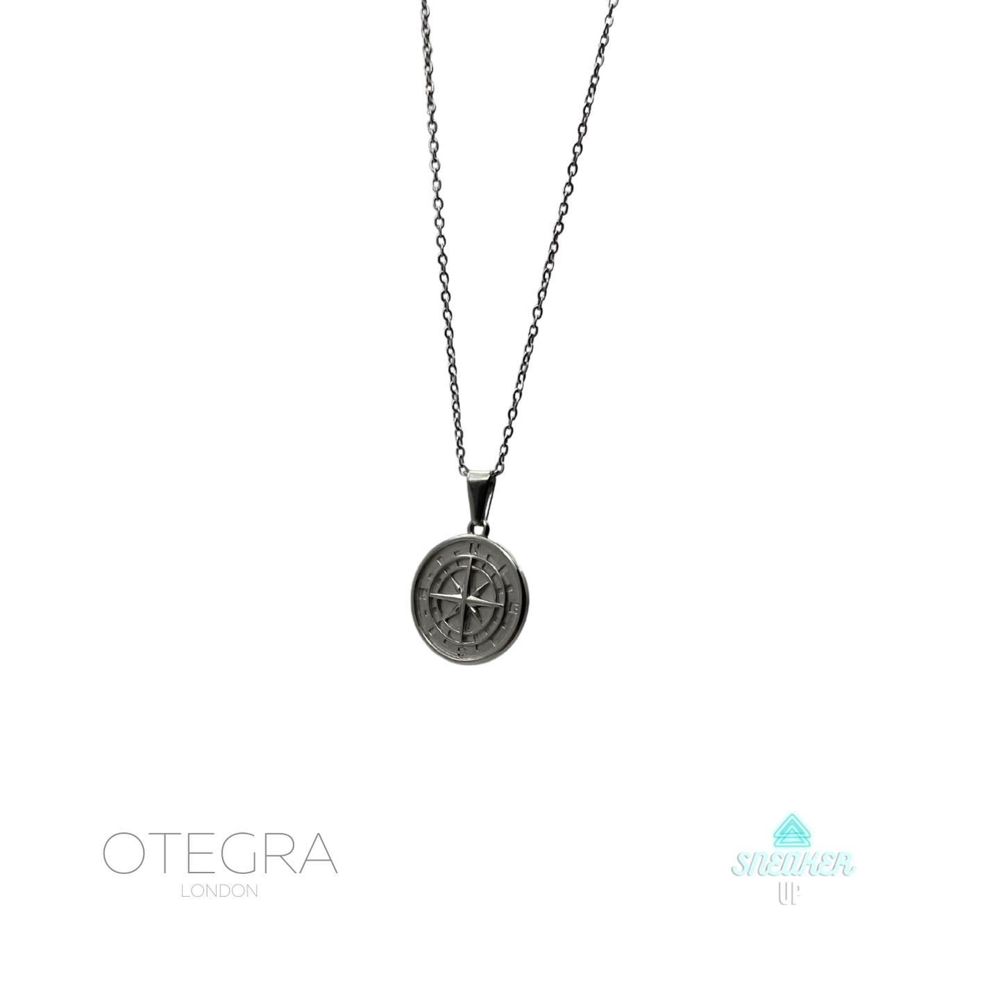 OTEGRA London Silver Compass Pendant Necklace