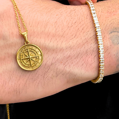 OTEGRA London Gold Compass Pendant Necklace