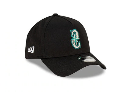 New Era 9FORTY Seattle Mariners Black with Official Team Colours Logo A-Frame Snapback
