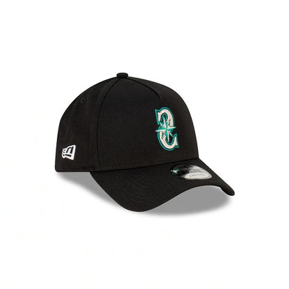 New Era 9FORTY Seattle Mariners Black with Official Team Colours Logo A-Frame Snapback